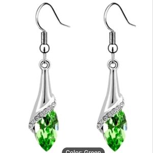 Green and Clear Dangle Earrings